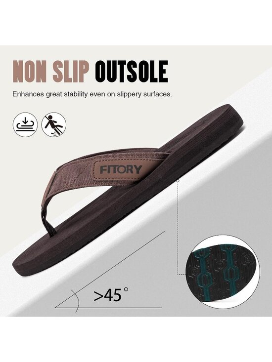 Men\'s Brown Flat Thongs Solid Comfort Split Toe Rubber Flip Flop Slipper Shoes main image 6